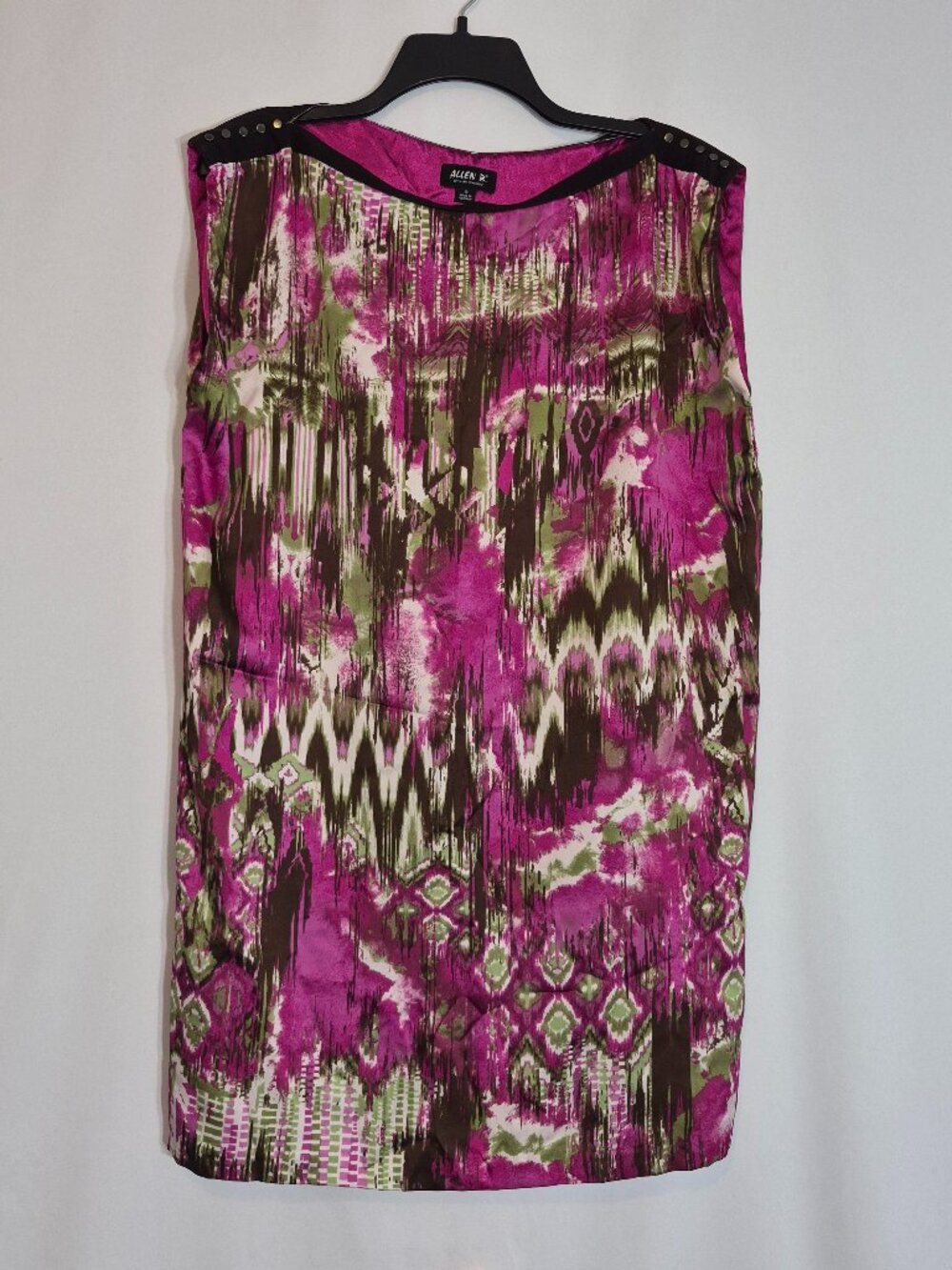 ALLEN B. Fuchsia Satin Short Straight Sleeveless Dress; Size 10